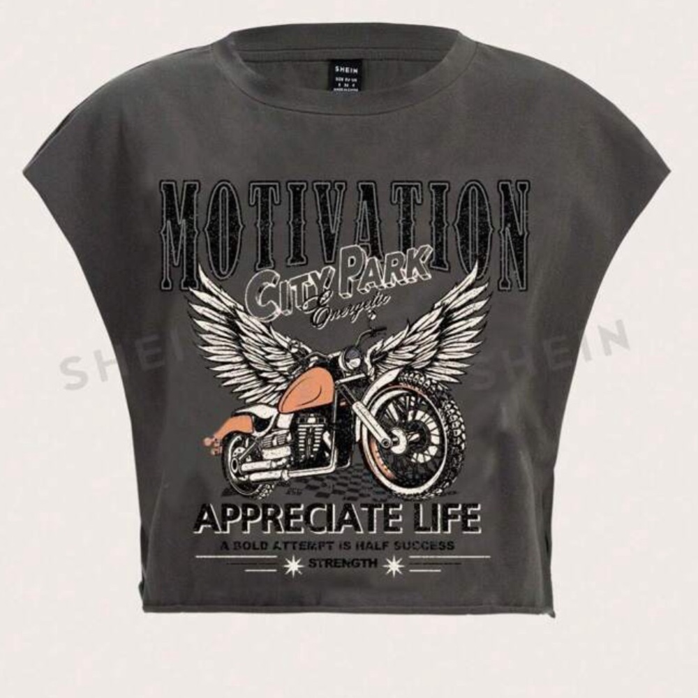 SHEIN Coolane Eagle & Slogan Graphic Batwing
Sleeve Tee
Dark Grey / M(6)
